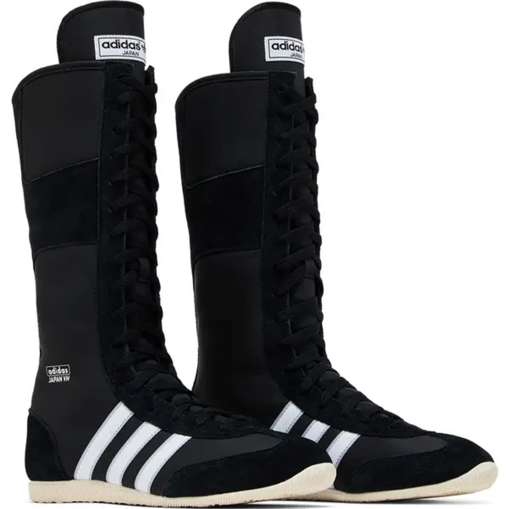 Adidas VH Japan Black and White Lace Up Sneakers with Signature Stripes